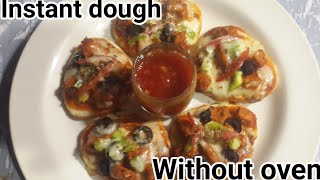 Mini pizza  instant dough mini pizza  mini pizza with tikka topping  recipe by rufina kitchen [upl. by Arnelle]