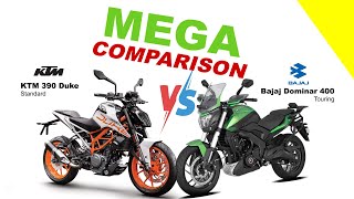 KTM 390 Duke vs Bajaj Dominar 400  MEGA COMPARISON bikeinfo199 bikecompare [upl. by Lilac50]