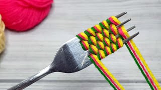 3 Superb Woolen Yarn Flower making ideas with Fork  Easy Sewing Hack [upl. by Retloc]