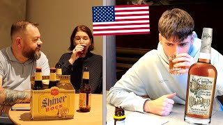 BRITS try AMERICAN DRINKS for the FIRST TIME Shiner Bock [upl. by Ellerahc]