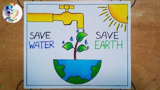 save water save earth drawing 🌍 video viralvideo drawing [upl. by Ardnuhsor]