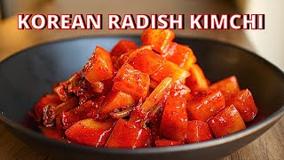 VEGAN KKAKDUGI RECIPE KOREAN RADISH KIMCHI [upl. by Okia]