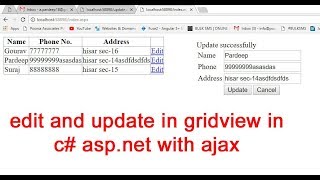 edit and update record in gridview in c asp net with ajax [upl. by Maxma]