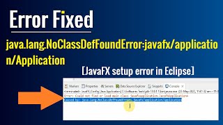 Error Fixed  Caused byjavalangNoClassDefFoundErrorjavafxapplicationApplication [upl. by Loy998]