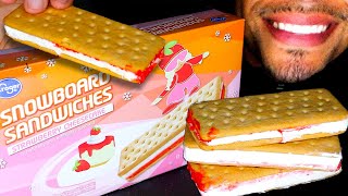 ASMR ICE CREAM SANDWICH STRAWBERRY CHEESECAKE PARTY EATING TALKING REVIEW MUKBANG JERRY CANDY ASMR [upl. by Ahsekyt]