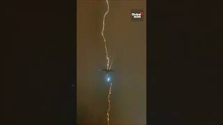 Lightning hits plane leaving BC airport ✈️⚡️ LightningStrike [upl. by Nyladnewg869]