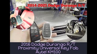 How to add Program a Proximity Key Fob on 2016 Dodge Durango RT w Autel KM100 Universal Smart Key [upl. by Colligan]