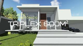 PROJETO 3D TRIPLEX  LOTE 20X50  PLANTA COM PISCINA projeto3d [upl. by Rivalee537]