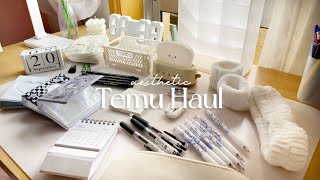 Aesthetic Temu haul🤍 unboxing de papelaria organização etc… [upl. by Ennobe]