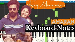 Hey Minnale Song Keyboard Notes  GV Prakash  Sivakarthikeyan  Sai Pallavi  Amaran [upl. by Algy]