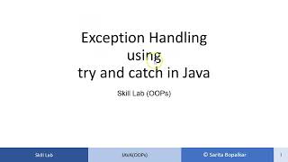 Exception Handling in Java [upl. by Oiramat]