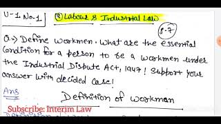 Definition of Workmen  Essential Condition to be a Workmen Under Industrial Dispute Act 1947 [upl. by Richmound]