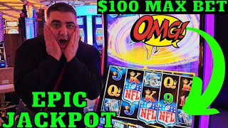 My BIGGEST JACKPOT Ever On NFL Slot Machine  Casino BIG WINS [upl. by Nivre]