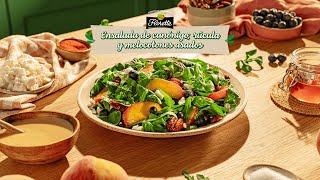 Ensalada de canónigo rúcula y melocotones asados 🍑 I Recetas Florette [upl. by Ahsatal]