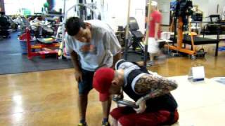 c45 quadriplegic doing back extensions with weighted vest and 25 plate unassisted [upl. by Pros355]