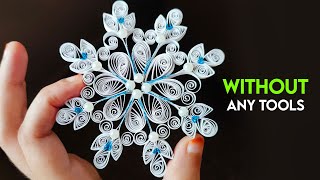 Simple Quilled Snowflake For Christmas  Without Tools [upl. by Joelynn]