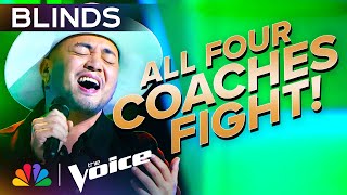 Sofronio Vasquezs Dazzling Voice Gets an INSTANT FourChair Turn  The Voice Blind Auditions  NBC [upl. by Ehtyde]