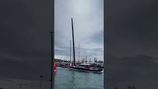 Barcelonas Port Vell was packed with Americas Cup supporters lining the docks earlier today [upl. by Duhl]