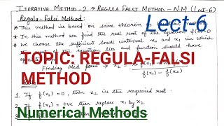 Regula Falsi Method NM Lect6 [upl. by Milde929]