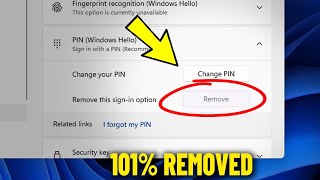 How To Remove PIN in Windows 11  Disable amp Turn Off Windows Hello pin Code  2024 [upl. by Gianna934]