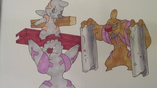 How to draw Pokemon No532 Timburr No533 Gurdurr No534 Conkeldurr [upl. by Salahi]