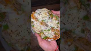 Roti pizza🍕on tawa  cheesey roti pizza at home pizza cheese recipe [upl. by Aleakcim573]