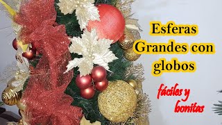 Como hacer Hermosas Esferas Grandes en Tendencia con globosDIY Navideño [upl. by Idalia714]