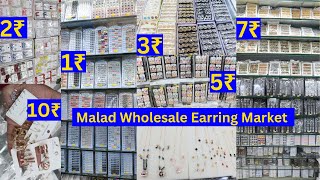 Malad Wholesale Earrings Market 1₹  15₹ Earring  25₹ SS Necklace Set  Ruchi Creation [upl. by Nocaed287]