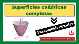 UNIDAD 1 Gráfica de superficies cuádricas completas  Paraboloide circular [upl. by Evangelist360]