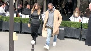 EXCLUSIVE  Kanye West and Kim Kardashian lunch at L avenue in Paris [upl. by Bej]