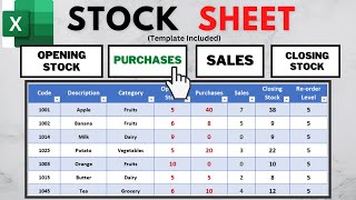 Creating a Simple Stock Sheet Template in Excel With Navigation Bar  Inventory Management [upl. by Ahcmis]