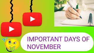 Important Days Of November 2024  Important Days in November [upl. by Norod]