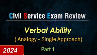 PH Civil Service Exam CSE  Verbal Ability  Analogy  Single Approach Part 1 [upl. by Quartus]