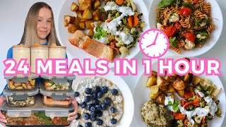 Meal Prep 24 Healthy Meals in 1 Hour Breakfast Lunch amp Dinner for 4 days for 2 people [upl. by Nevak]