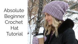 Absolute Beginner Crochet Hat  Matches Mitten [upl. by Adnovaj]