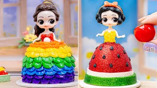 Beautiful Rainbow Princess Cake🌈Best Of Miniature Disney Princess Rainbow Cake Decorating [upl. by Ojyram]