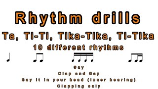 Resource Rhythm Drills  Eighth and sixteenth combinations  Ti Tika  Sing Step Grow [upl. by Ayanej]