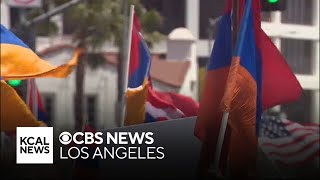 Protesters rally outside Turkish consulate on Armenian Genocide Remembrance Day [upl. by Kra300]