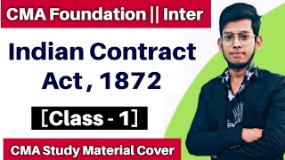 CMA Foundation Law  CMA Inter Law  Contract Act1872 class 1 [upl. by Alurd]