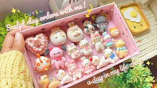 ◉¯ ✧˖ Making cute air dry clay charm orders  gratitude chats 🩷 CLAY artist vlog [upl. by Aivatal]