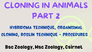 Cloning in Animals PART 2  Roslin and Hybridoma cloning msczoology bsczoology biotechnology [upl. by Nirrac683]