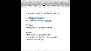 Ladjectif qualificatif épithète et attribut [upl. by Aniakudo]