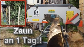 Langlebigen Zaun für 10€ selber bauen  Eichenpfosten mit der Blockbandsäge sägen [upl. by Dnanidref50]