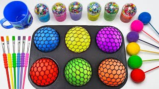 Satisfying Video  Mix All The Balls With Rainbow Glitter Slime Lollipops To Create Fun Toys  ASMR [upl. by Erlin]