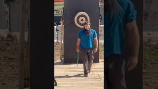 Happy Amish Axe Thrower at the 2024 Paul Bunyan Lumberjack Competition shorts amish lumberjack [upl. by Akcired]