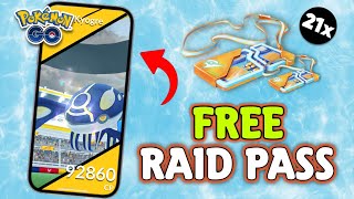 Get 21 Free Raid Pass in Pokemon Go 2024  Primal Kyogre Raid Day Free Raid Pass Trick [upl. by Ardnuhsor119]