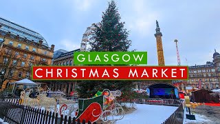 GLASGOW CHRISTMAS MARKET 2023 in the Snow  Scotland Walking Tour  4K  60FPS [upl. by Washko]