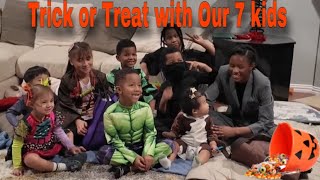 Come Trick or Treating with our 7 plus Kids AMBW couple vlog korean black blasian familyvlog [upl. by Urbani]