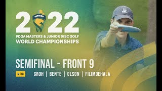 2022 PDGA JUNIOR DISC GOLF WORLD CHAMPIONSHIPS  MJ18 SEMIS F9  Groh Bente Olson Filimoehala [upl. by Ewell]