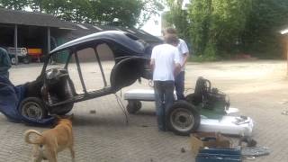 Renault 4CV 1957 Removing engine from chassis [upl. by Mihalco]